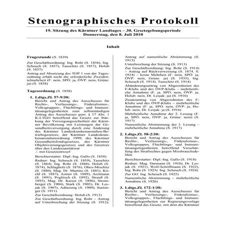 19. LTG-Sitzung am 8. Juli 2010