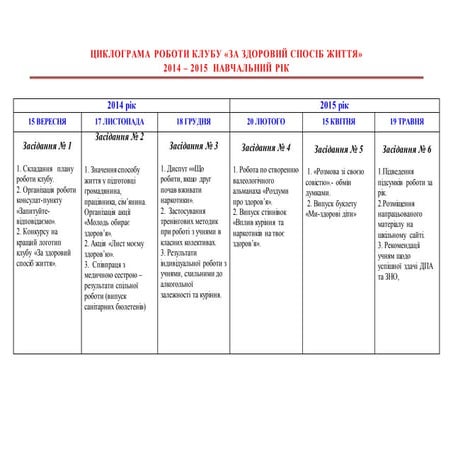 19.      циклограма роботи клубу