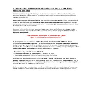 A- HOMILÍA DOMINGO 2º DE CUARESMA. ...