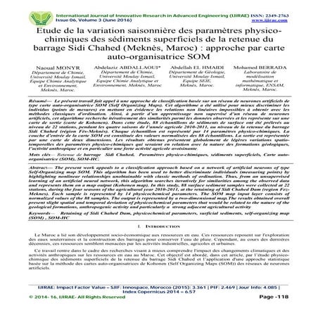 Etude de la variation saisonnière des paramètres physico-chimiques des sédime...