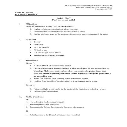 19.1 activity and rubrics