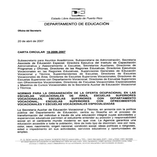 Carta Circular 19 2006-2007