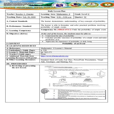 COT4  Lesson Plan Grade 8
