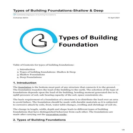 Types of Building Foundations- Shallow and Deep