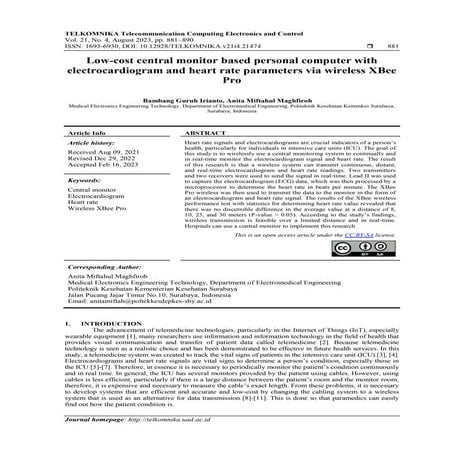 Low-cost central monitor based personal computer with electrocardiogram and h...