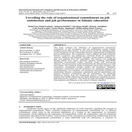 Unveiling the role of organizational commitment on job satisfaction and job p...