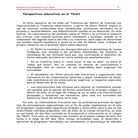 Habilidades sociales profesores TDAH