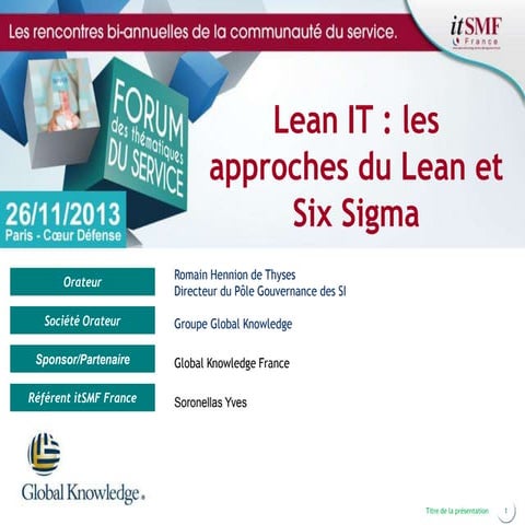 Lean IT : les apports du Lean et Six-Sigma
