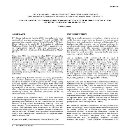 APPLICATION OF GEOGRAPHIC INFORMATION SYSTEM FOR EXPLORATION ACTIVITIES IN SO...