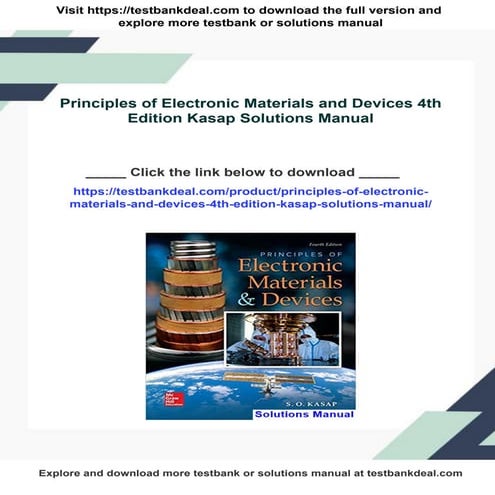 Principles of Electronic Materials and Devices 4th Edition Kasap Solutions Ma...