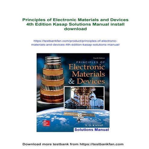 Principles of Electronic Materials and Devices 4th Edition Kasap Solutions Ma...