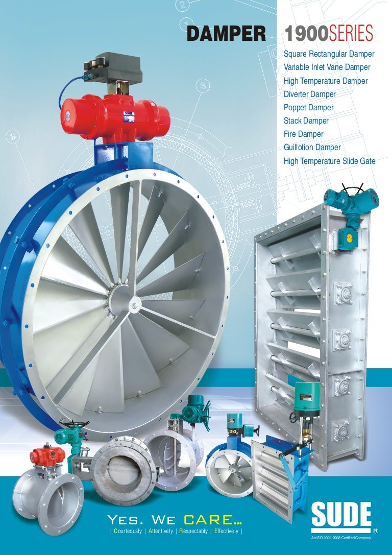 1900 series damper with electrical and pneumatic actuator