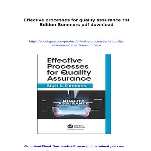 Effective processes for quality assurance 1st Edition Summers | PDF
