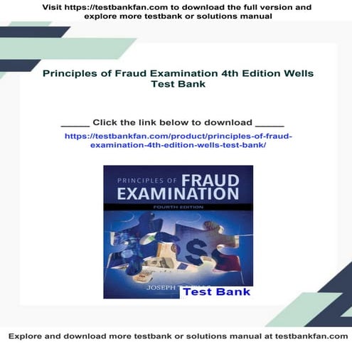 Principles of Fraud Examination 4th Edition Wells Test Bank | PDF