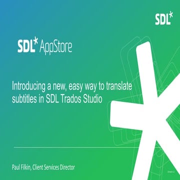 Subtitling in SDL Trados Studio