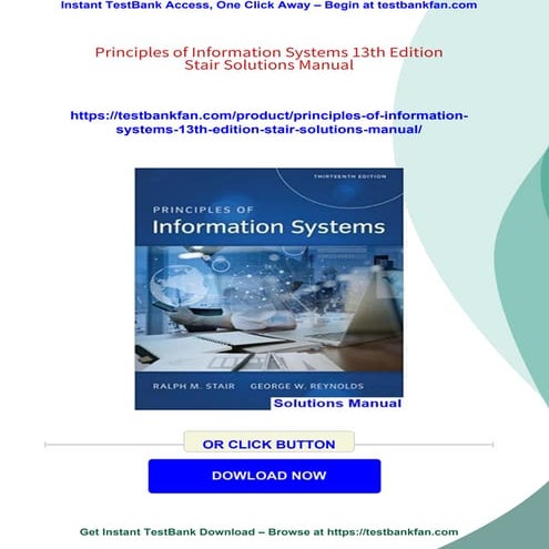 Principles of Information Systems 13th Edition Stair Solutions Manual