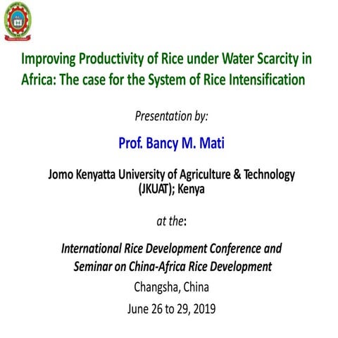 1906 - Improving Productivity of Rice under Water Scarcity in Africa: The Cas...