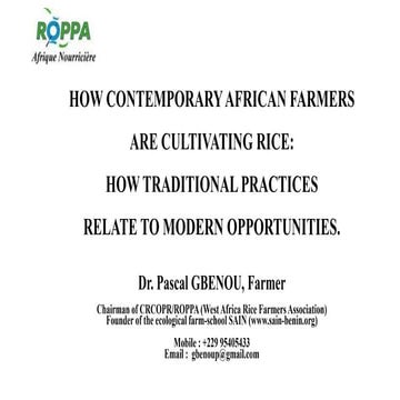 1908 Rice cultivation in Africa: How traditional practices relate to modern o...