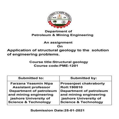 Application of structural geology to  the solution of engineering problems