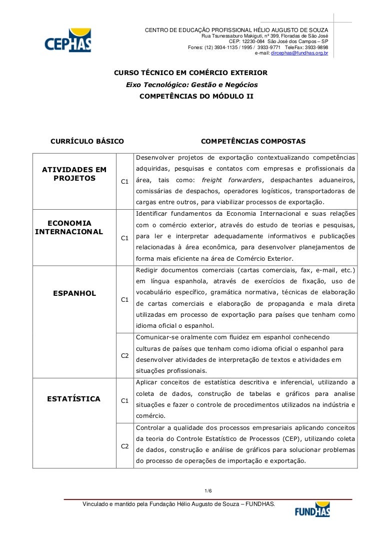 Ementas dos cursos