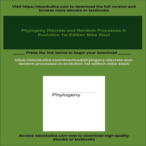 Phylogeny Discrete and Random Processes in Evolution 1st Edition Mike Steel
