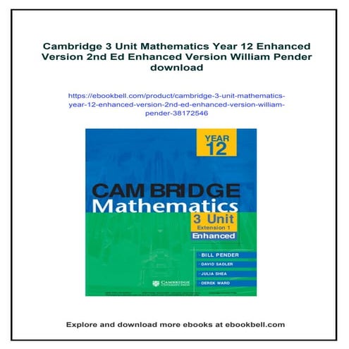 Cambridge 3 Unit Mathematics Year 12 Enhanced Version 2nd Ed Enhanced Version...