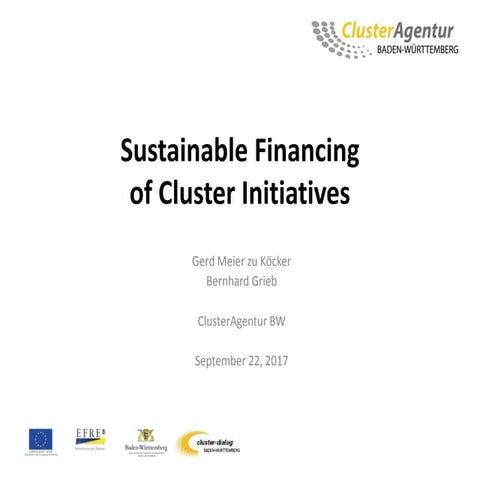Sustainable Financing of Clusters