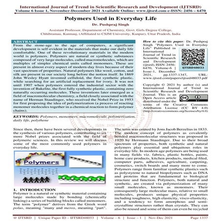 Polymers Used in Everyday Life