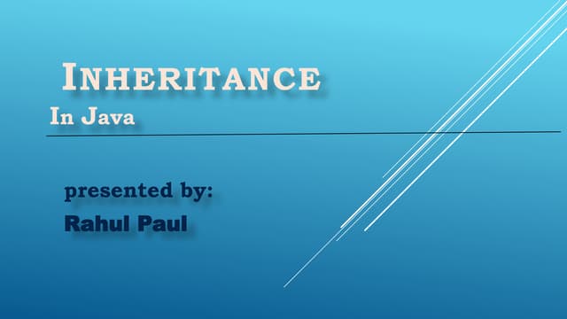 Inheritance in java | PPTX | Programming Languages | Computing