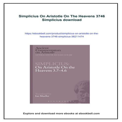 Simplicius On Aristotle On The Heavens 3746 Simplicius | PDF