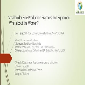 1911- Gender Responsive Smallholder Rice Production Practices and equipment
