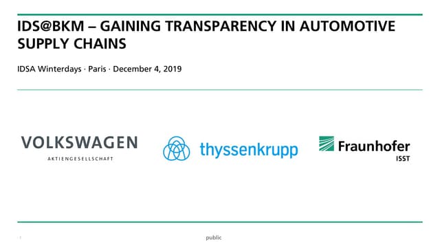 IDS@BKM: Gaining Transparency in Automotive Supply Chains
