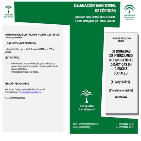 XI Jornadas de intercambio de experiencias en CC.SS.