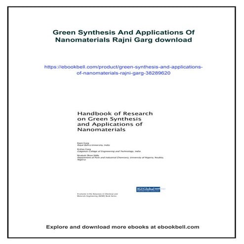 Green Synthesis And Applications Of Nanomaterials Rajni Garg | PDF