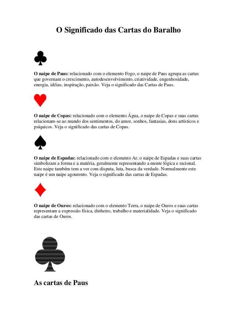 Significado naipes poker card game