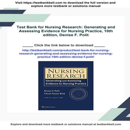 Test Bank for Nursing Research: Generating and Assessing Evidence for Nursing...