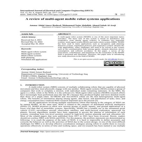 A review of multi-agent mobile robot systems applications