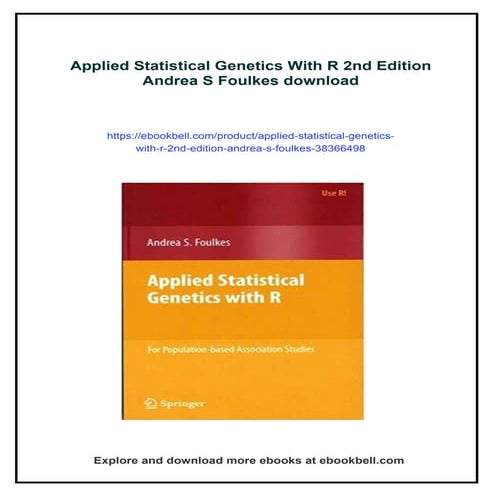 Applied Statistical Genetics With R 2nd Edition Andrea S Foulkes | PDF