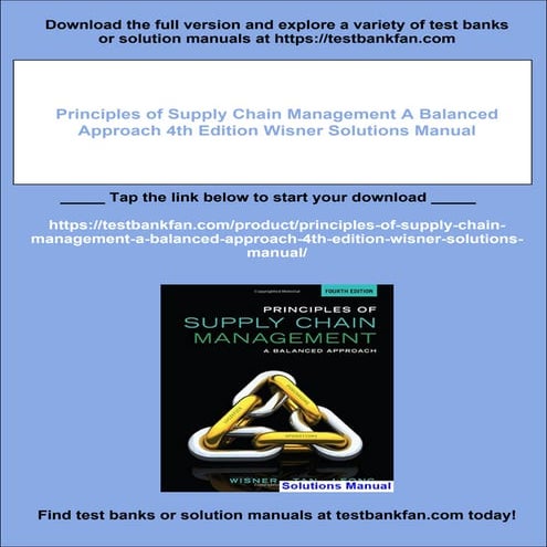 Principles of Supply Chain Management A Balanced Approach 4th Edition Wisner ...