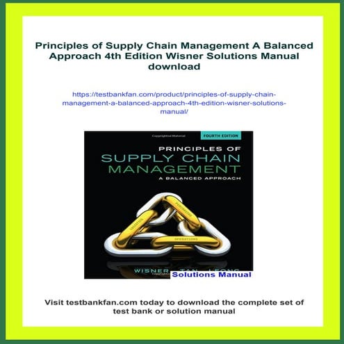 Principles of Supply Chain Management A Balanced Approach 4th Edition Wisner ...