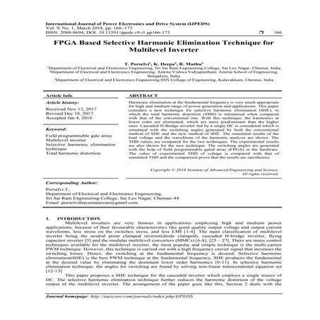FPGA Based Selective Harmonic Elimination Technique for Multilevel Inverter