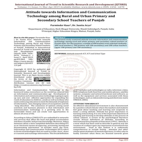 Attitude towards Information and Communication Technology among Rural and Urb...