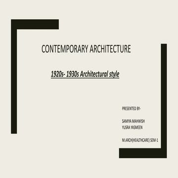 Contemporary Architecture (1920 1930) globally