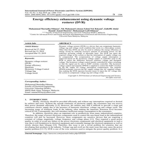 Mitigation of Voltage Sag/Swell with Fuzzy Control Reduced Rating DVR | PDF