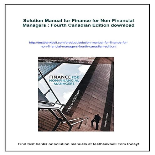 Solution Manual for Finance for Non-Financial Managers : Fourth ...