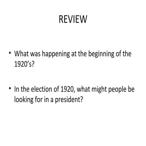 1920s Lecture 2   Harding And Coolidge