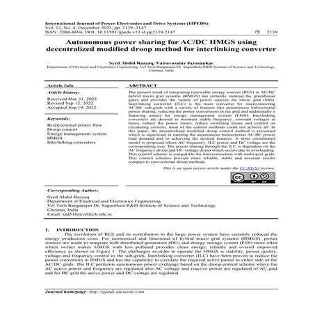 Autonomous power sharing for AC/DC HMGS using decentralized modified droop me...