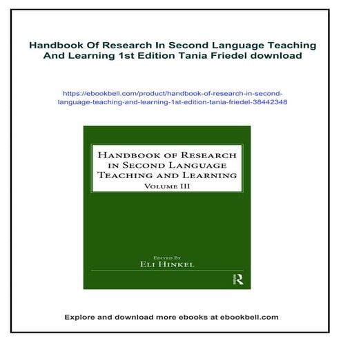 Handbook Of Research In Second Language Teaching And Learning 1st Edition Tan...