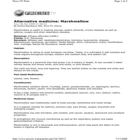 Alternative medicine Marshmallow