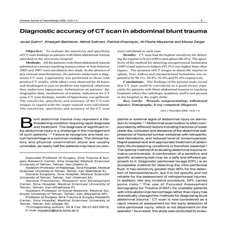 Role of computed tomography in the evaluation of blunt abdominal trauma ...